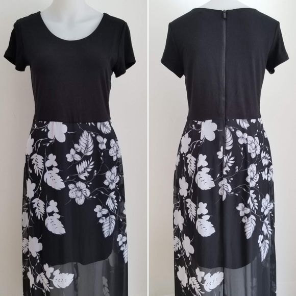 VINCE CAMUTO Floral Print Overlay Skirt Maxi Dress - Picture 2 of 4